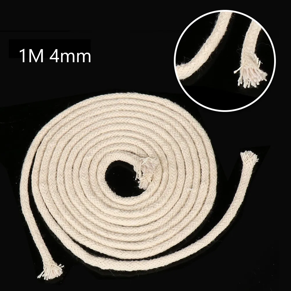 1M 4mm Long Cotton Core Burner Alcohol Rope Candle Burner DIY For Kerosene Oil Alcohol Lamp Torch Wine Bottle Wicks Parts