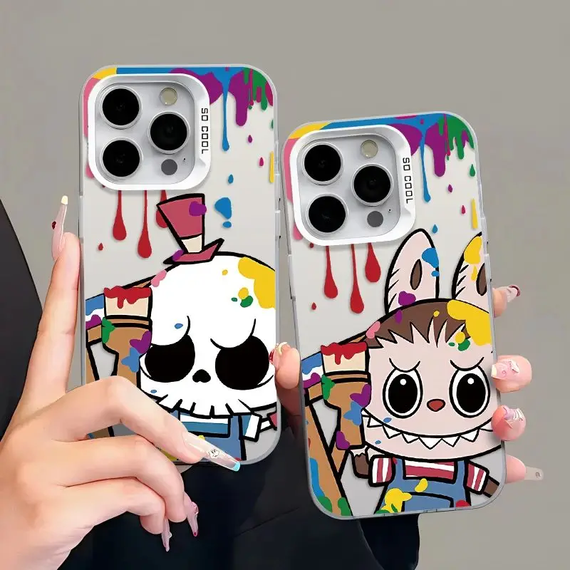 Cartoon Labubu Couples Phone Case for OPPO A16 A17 A18 A31 A37 A38 A55 A57 A58 A74 A76 A78 A94 A98 4G 5G Matte Shockproof Back