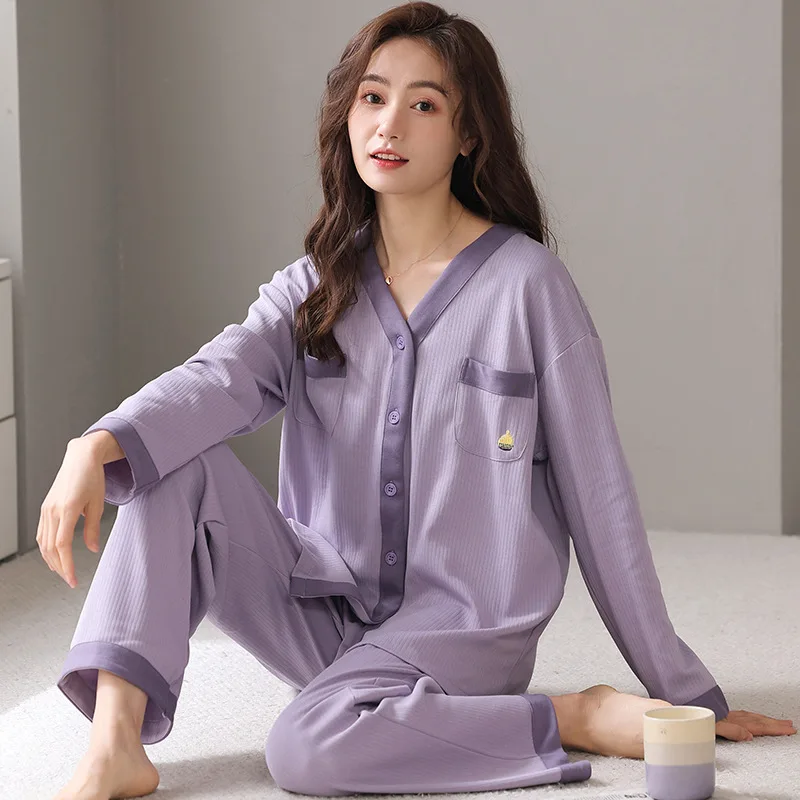 Корейская пижама Pour Femme новая осенне-зимняя одежда для сна женский комплект