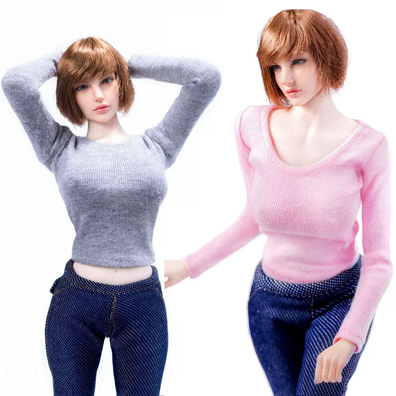 

Футболка женская с длинным рукавом и круглым вырезом, в масштабе 1/6