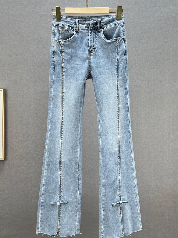 Cropped Jeans for Women 2022 Spirng Summer New Slim Fit Split Skinny Jean Pants Casual Womans Blue Denim Pants Elastic Jeans