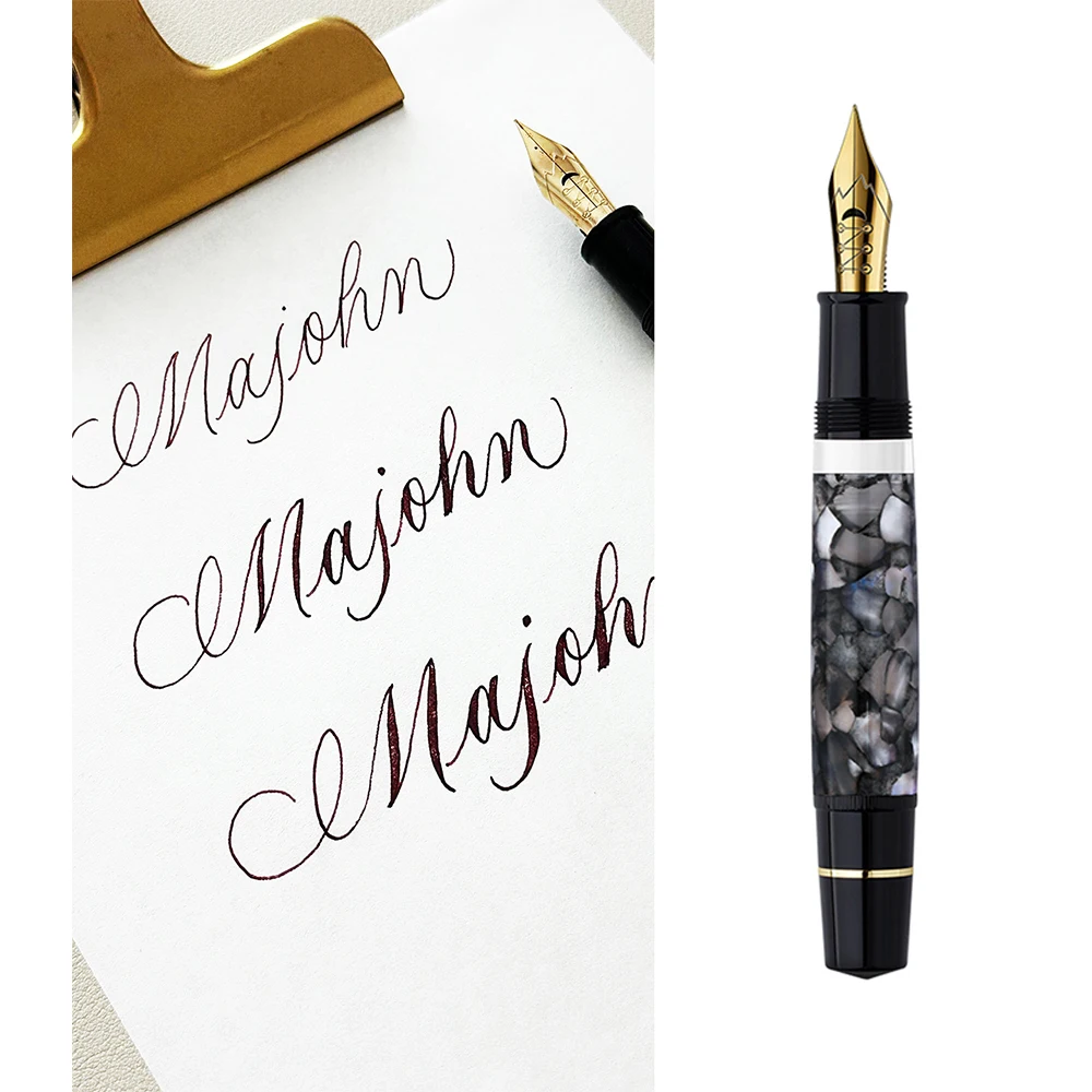 Фото Перьевая ручка Majohn P139 с поршневым механизмом # Ручка с 6 перьями EF/F/M/Flex, полностью латунная поршневая система, большая емкость, из полимерного материала, для письма, офиса, школы №3