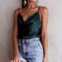 sexy silk satin tops sexy strap camisoles crop tops women party nightclub camis tank basic vest for ladies strappy camisole top