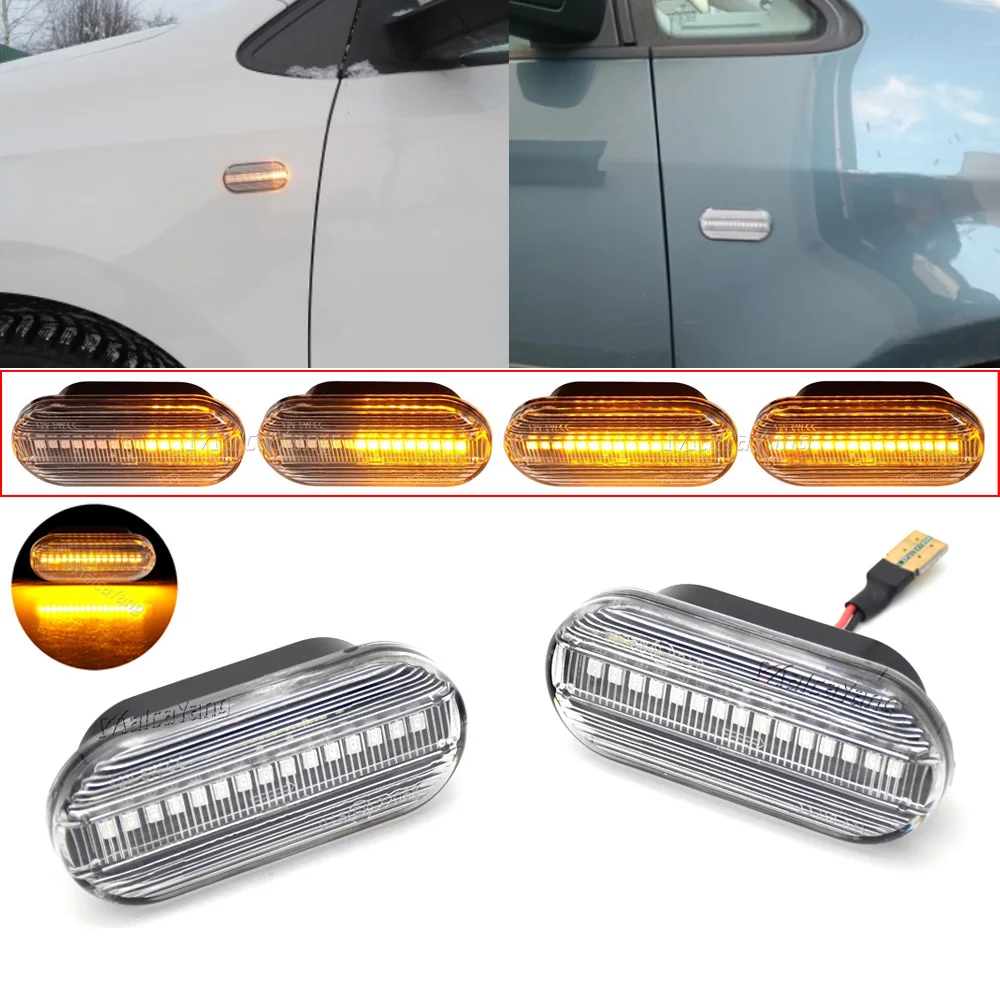 1Pair For Ford C-Max Fiesta MK6 Focus MK2 Fusion Galaxy Scroll Blinker Lamp Dynamic Flashing LED Turn Signal Side Marker Light
