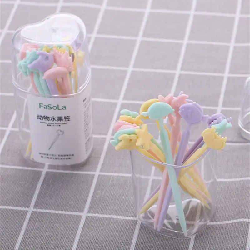 

Зубочистка для фруктов, многоразовая милая детская зубочистка для тортов, пластиковая закуска для пищевых продуктов, десерт, вилка для фруктов