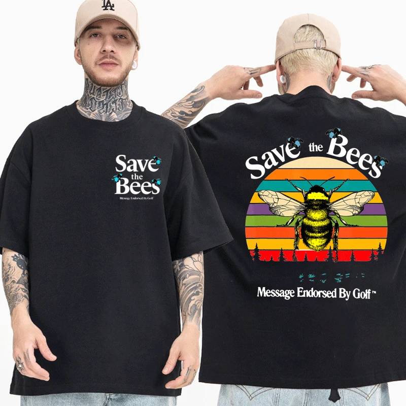

Save The Bees Tyler The Creator Graphic Double-sided Print T-shirt Men Women Summer Trend Black Short Sleeves Hip Hop Tee Shirt