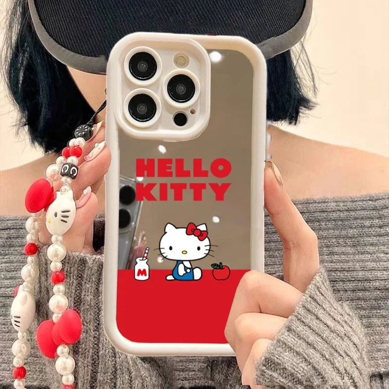Чехол с цепочкой Hello Kitty для iPhone 14 Plus 13 12 11 Pro Max Mini 5 5S 6 7 8 6s SE 2 3 X XS XSMAX XR милый чехол