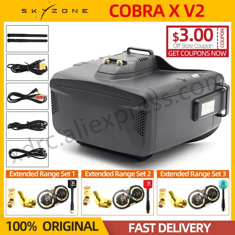 

SKYZONE Cobra X V2 1280x720 5.8G 48CH Receiver Module Head Tracker DVR FPV Goggles Helmet With HDMI For RC FPV Drone
