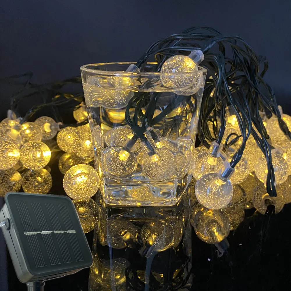 Светодиодная гирлянда с хрустальными шариками уличный садовый шнурок