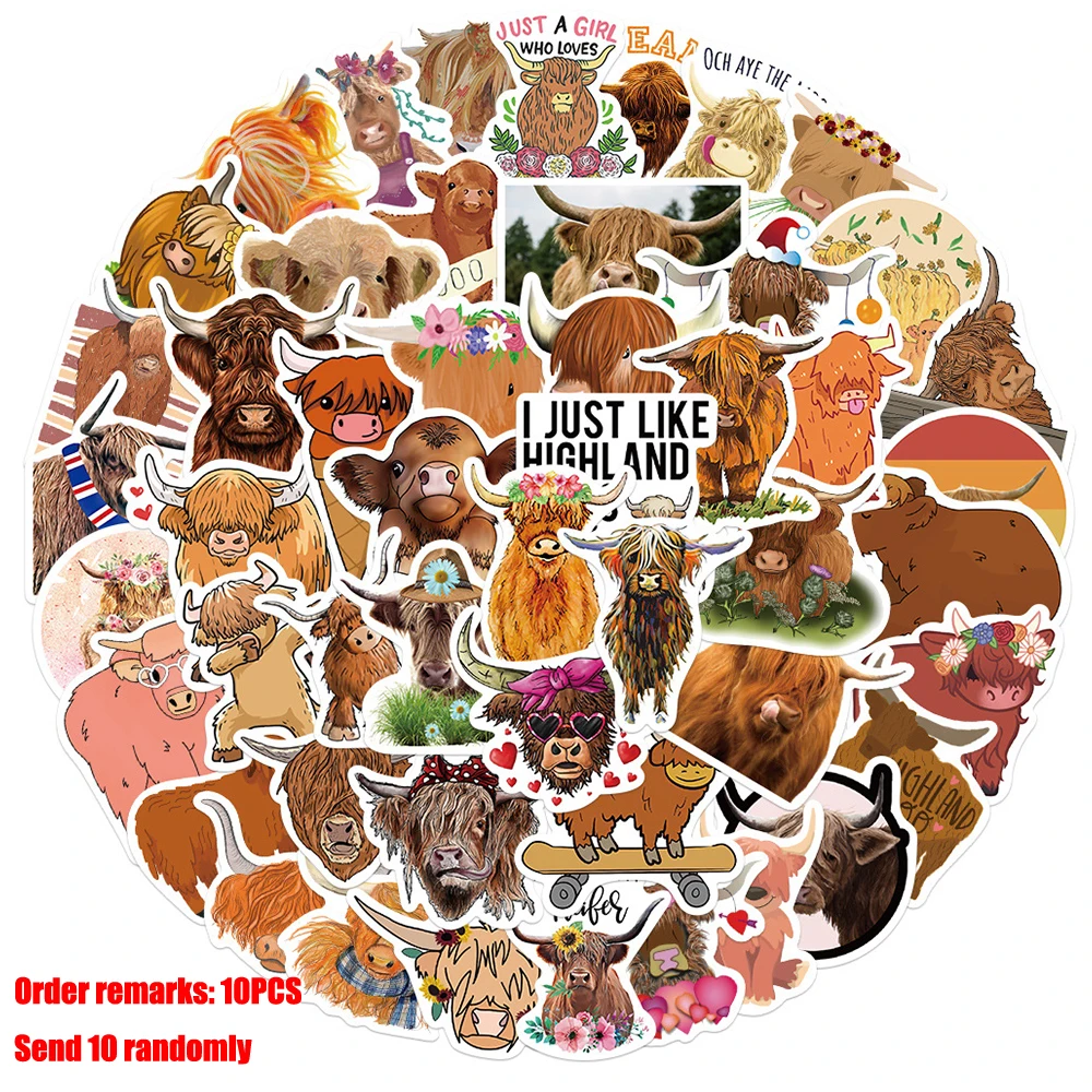 

10/30/50Pcs Cattle Animal Stickers Poster Waterproof PVC For Graffiti Luggage Motorcycle Refrigerator Skateboard Classic Toy