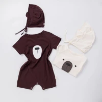 babany bebe baby short sleeve bear printed clothing romper hat newborn cotton girls boys bodysuit infant one piece clothes