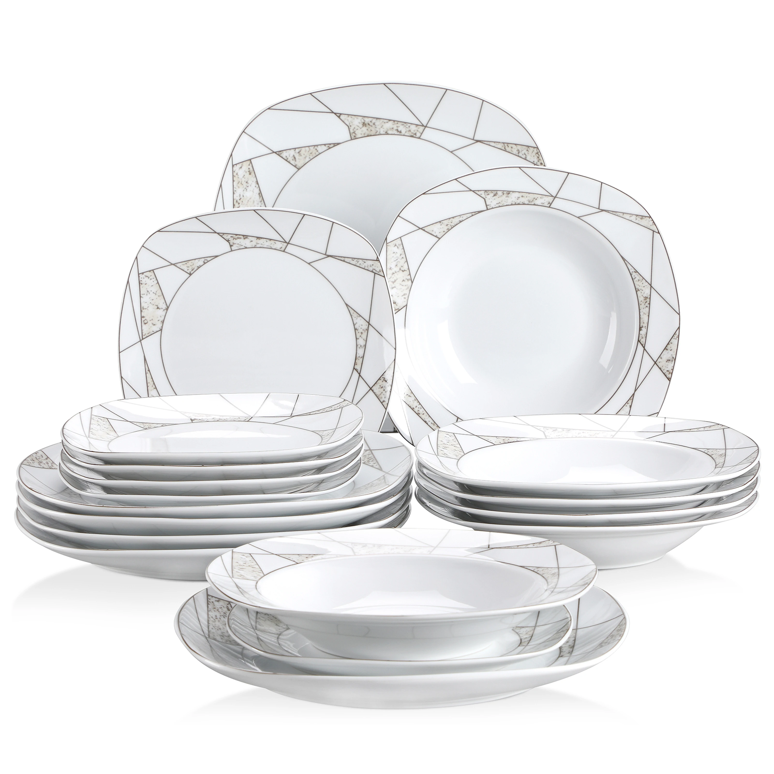 VEWEET SERENA 18/36-Piece Kitchen Ceramic Porcelain Plates i