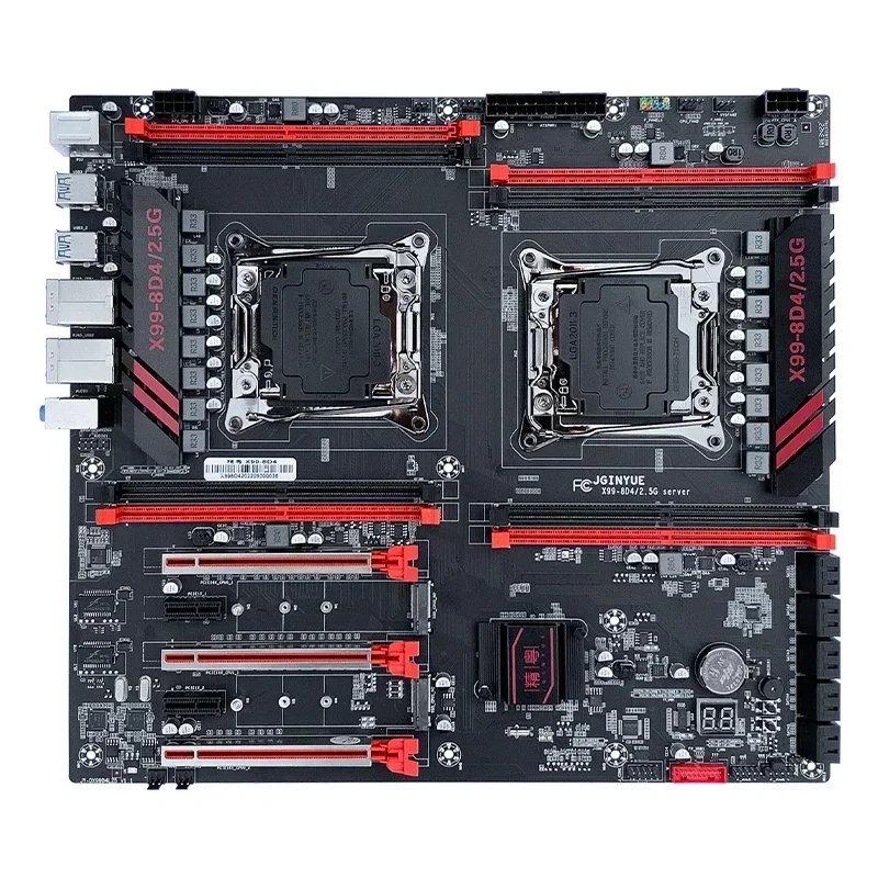 Материнская плата JGINYUE X99 с двумя процессорами LGA 2011-3 поддерживает Xeon E5 V3 V4 CPU DDR4