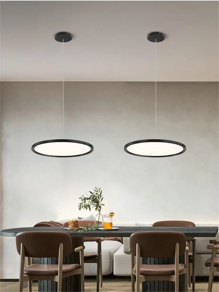 Купить Креативные светодиодные подвесные светильники в виде дискосветодиодный, черные и белые Современные Простые круглые ультратонкие светильн...