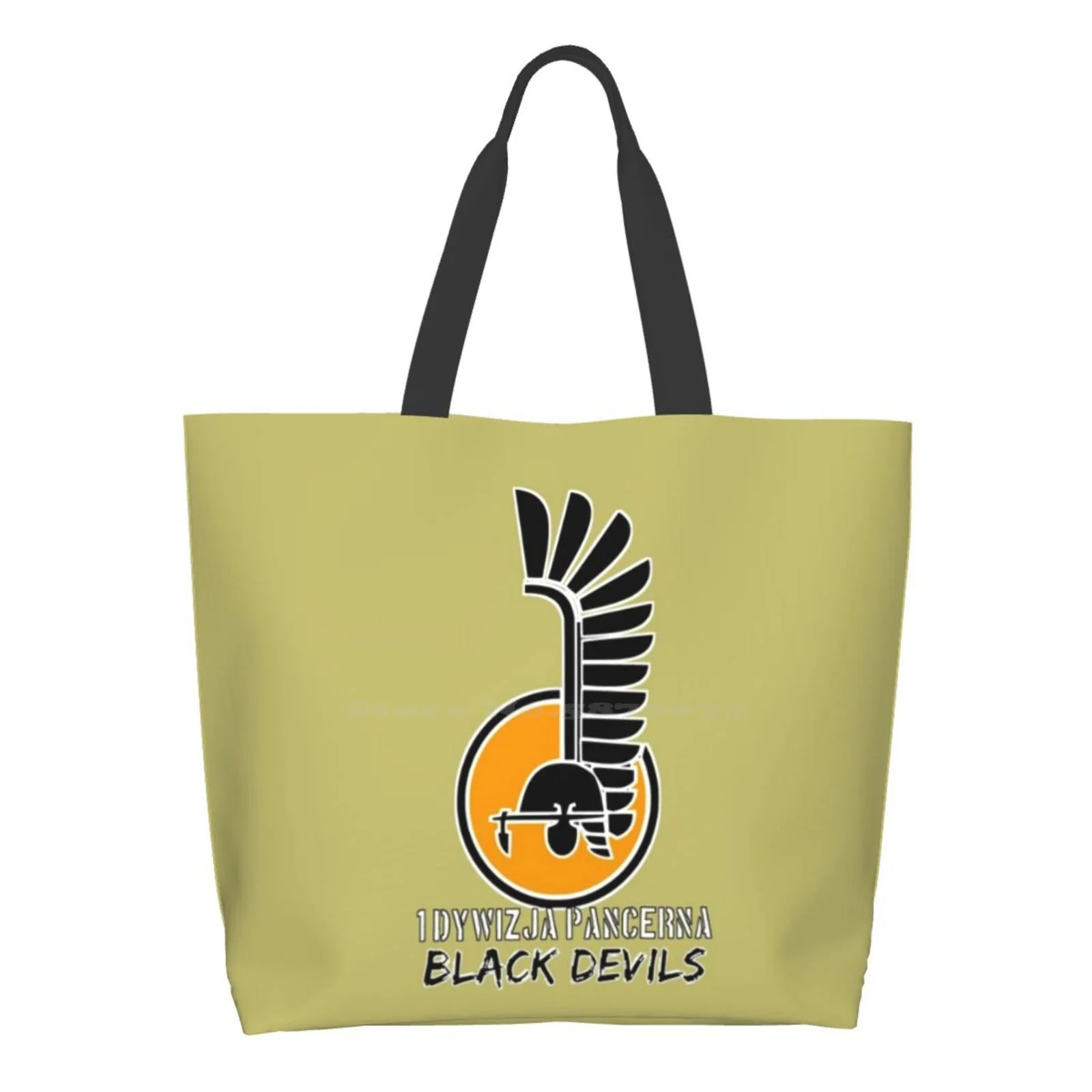 

1St Ed Division - 1 Dywizja Pancerna ' Black Devils' Poland - Historical Ladies Casual Handbag Tote Bag Reusable Large Capacity