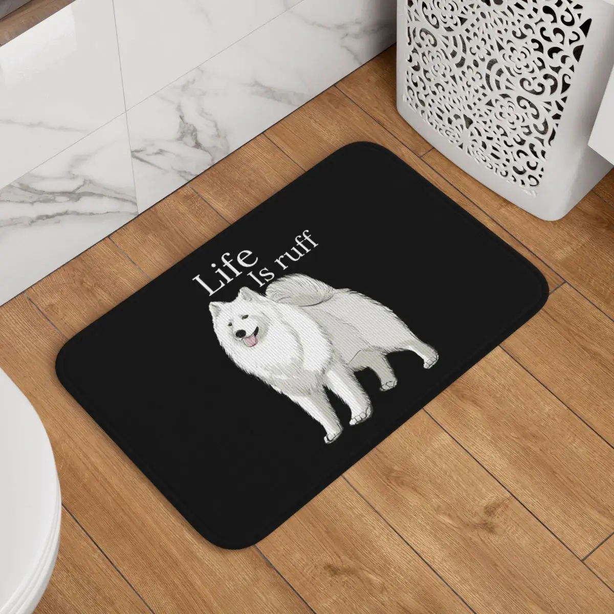 Фото Коврик для прихожей Samoyed Life Is Ruff, противоскользящий ковер для кухни и дома, напольный коврик для спальни, подкладка для ног №2