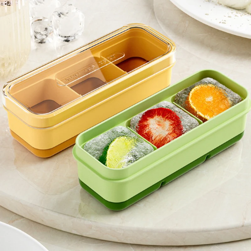 Большая форма для льда с 3 ячейками квадратная большая из пищевого силикона