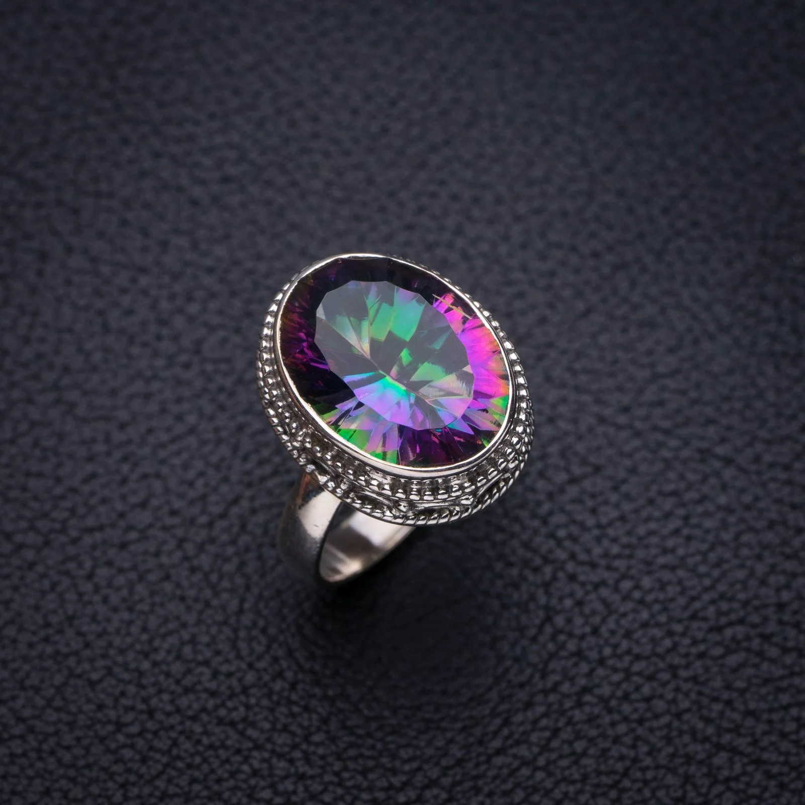 

StarGems Natural Mystical Topaz Handmade 925 Sterling Silver Ring 6.75 E7959