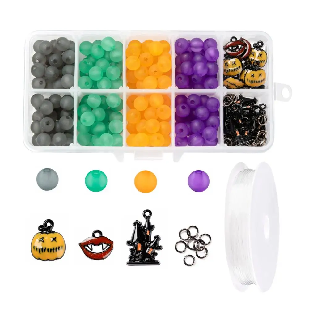 

1Set DIY Halloween Theme Bracelet Making Kits with Transparent Acrylic Beads Alloy Enamel Pendants Brass Open Jump Rings