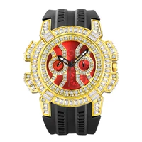 cool design hip hop ice out watch for men luxury bling diamond mens watches quartz wristwatch waterproof gold relojes hombre