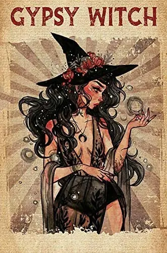 

Gypsy Witch Tin Sign Cafe bar Home Wall Art Decoration Retro Metal Tin Sign 12x16 inch