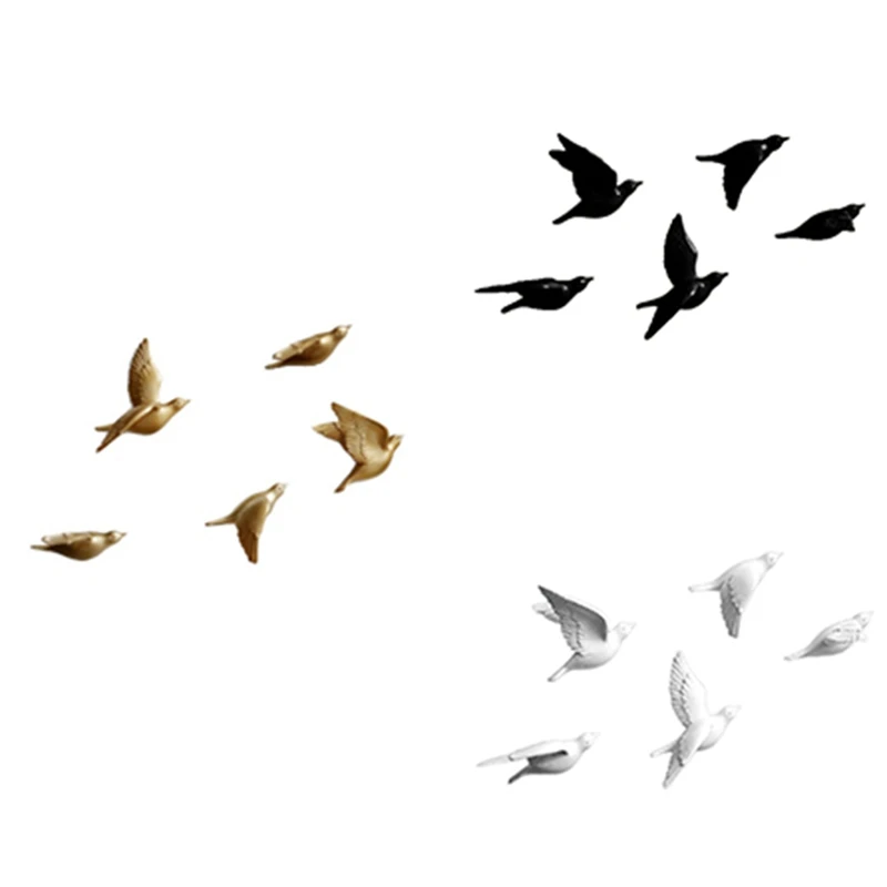 

Resin Birds For Wall 3D Sticker Living Room Animal Figurine Wall Murals Tv Wall Background Decorative Home Decor Birds