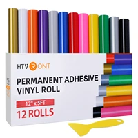 12 pack htvront 12x5ft multi colors permanent adhesive vinyl rolls for cricut craft diy cup glass phone case decor easy to cut