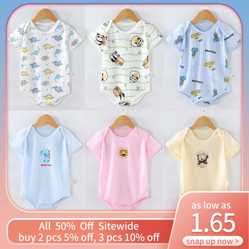 

Summer Baby Romper Cartoon Print T-shirts Triangle Jumpsuit Newborn Soft Breathable Cotton Clothing Infant Girl Boy Outfits 0-2Y