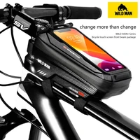 wild man bicycle bag waterproof frame front top tube bike bag mtb touchscreen bike phone holder mountain bike accessories