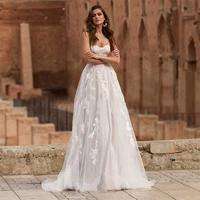 vintage wedding dress tulle strapless sleeveless exquisite appliques floor length a line prom gown vestido de novia women