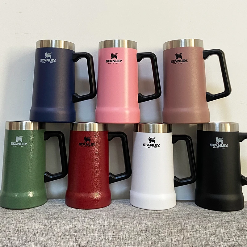 

2022 Qatar 709ml Stainless Steel Original Stanley Cup with Handle Double Wall Beer Coffee Cup Vacuum Thermos Hot Cold Insulated