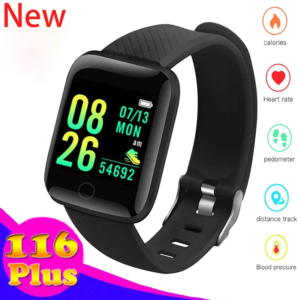 

New D13 Smart watch men women Sports Fitness tracker Pedometer heart rate Blood pressure monitor 116 Plus smart watch PK D18 Y68