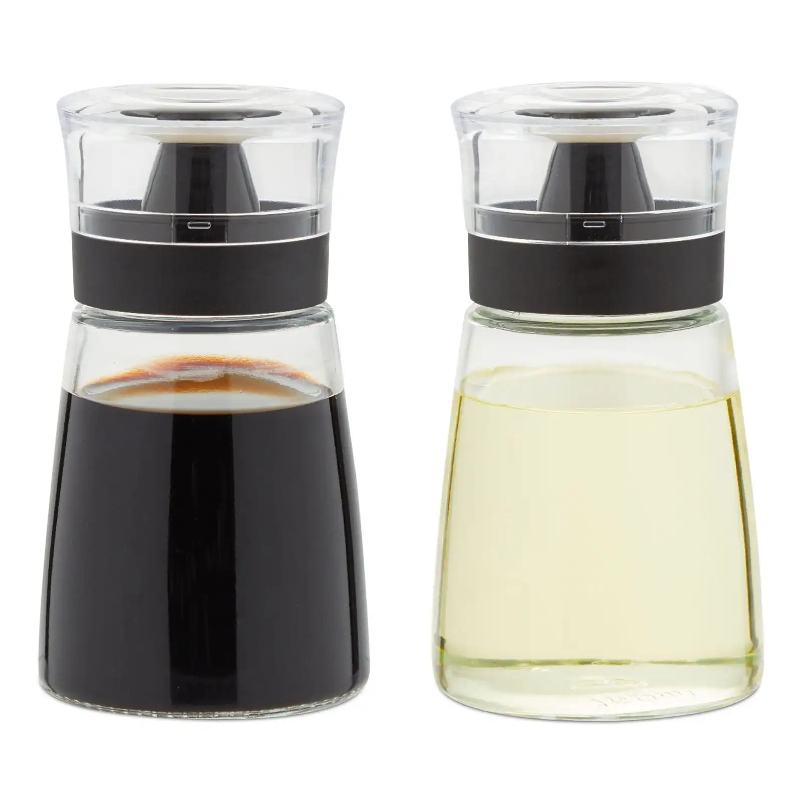 

2 Piece Small Oil and Vinegar Dispenser Set, Glass Cruet Bottles with No Drip for Salad Dressing, Balsamic, Soy Sauce, 5.5 oz