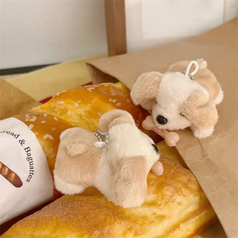 Car Bag Key Ring Stuffed Animal Plush Bone Puppy Dog Doll Cartoon Kawaii Keychain Funny Fashion Pendant Kids