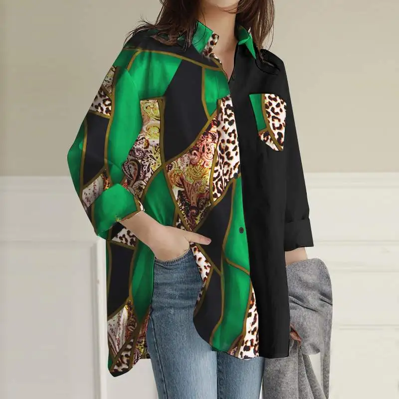 

2022 Women Printed Patchwork Shirts Blouse Spring Retro Long Sleeve Top Tunic Oversized ZANZEA Casual Loose Basic Blusas Chemise
