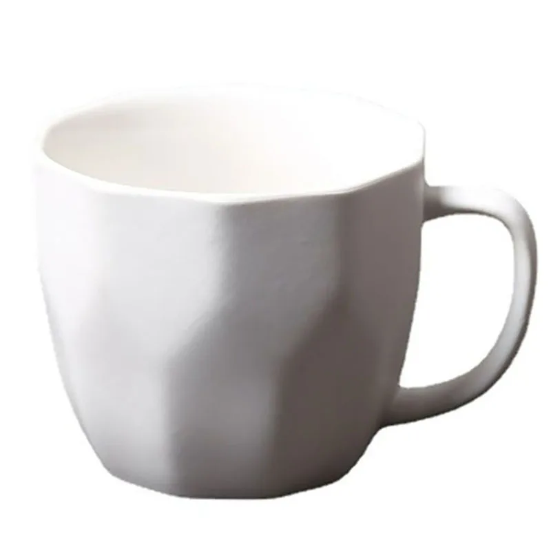 

Handmade Coffee Cup with Lid White Mugs Gift Set Vintage Cup with Fat Handle Ceramic Cups Creative Breakfast Mugs Office Cups