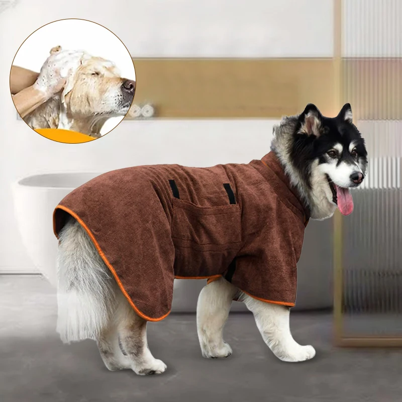 

Халат-полотенце для собак, супервпитывающее пальто для высыхания собак, регулируемое банное платье для домашних питомцев маленького, среднего и большого размера