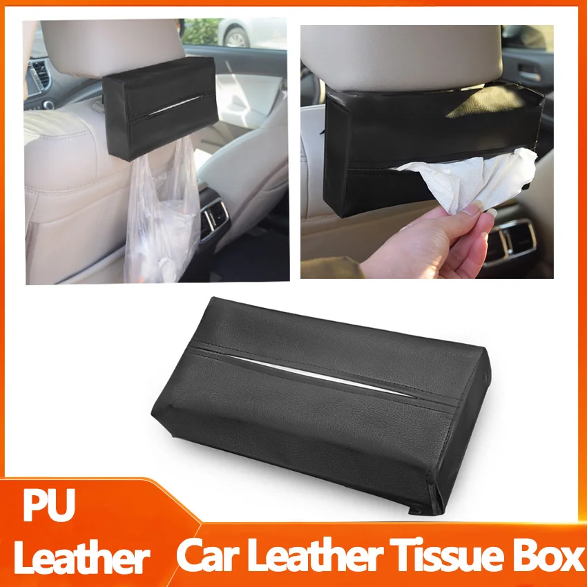

PU leather car tissue box sun visor armrest box headrest seat back car tissue box