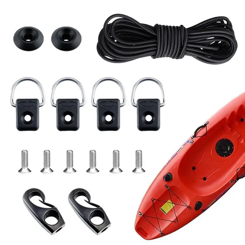 

Sturdy Metal Kayak D Rings Fitting Fishing Rigging Bungee Cord Kit Kayak Accessories For Boat Canoe Kayak