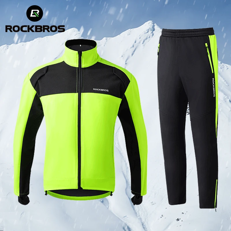 

ROCKBROS комплект зимней одежды для велоспорта теплый флисовый ветрозащитный спортивный трикотаж спортивная куртка для улицы лыжный велосипедный костюм спортивная одежда