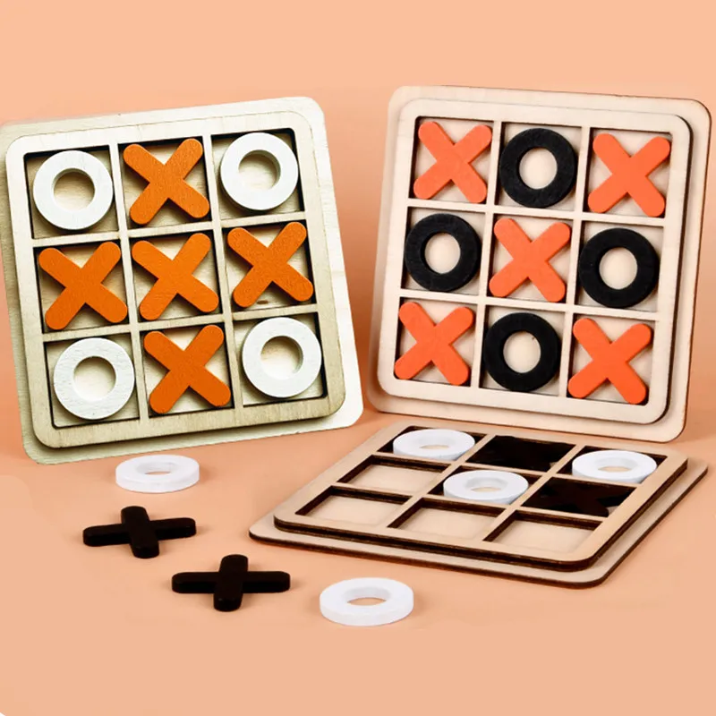 

Забавная деревянная настольная игра XO Tic Tac Toe для детей и родителей, Интерактивная развлекательная игра для отдыха, игрушки, детский подарок-пазл