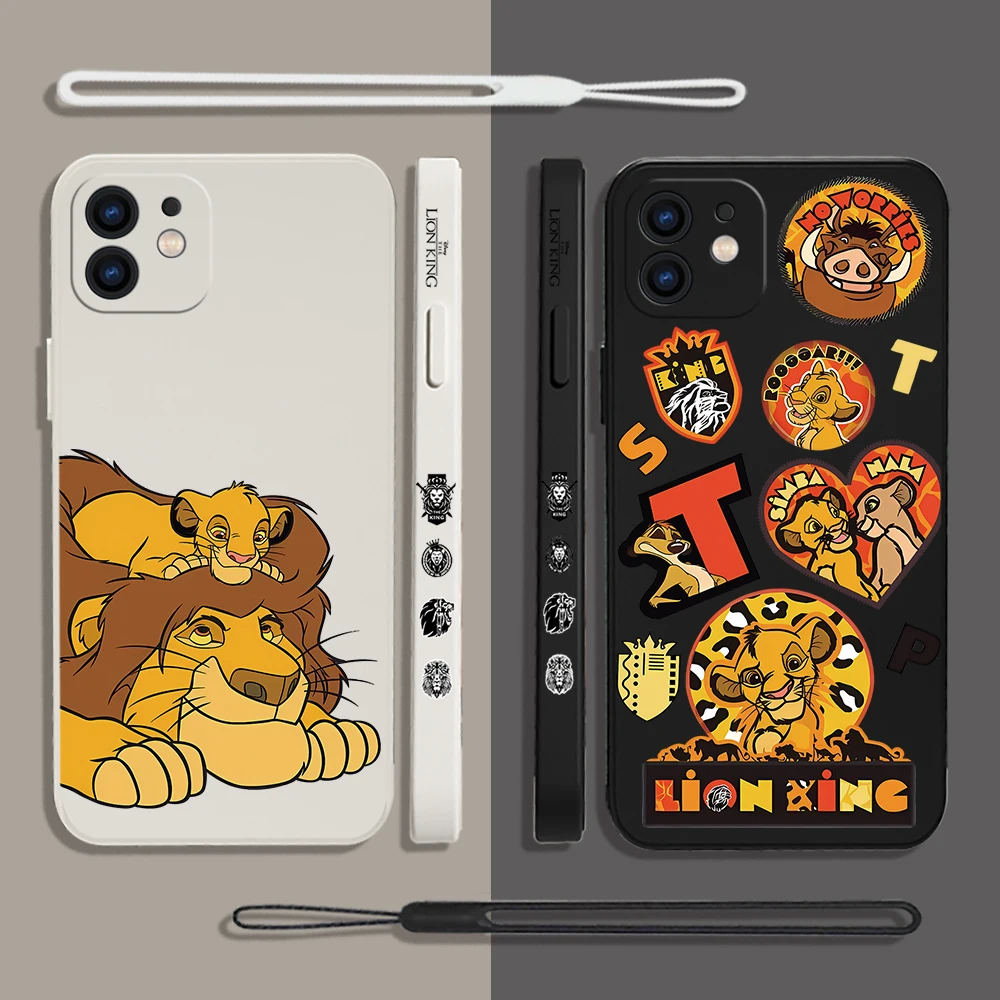 

Disney King of The Jungle Simba with Lanyard Phone Case for IPhone 14 13 12 11 Pro Max Mini X XR XS 7 8 Plus Silicone Cover Gift