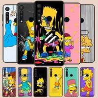 nice simpsons animation phone case for motorola g10 g22 g31 g40 g60 g41 g50 g51 g60s g71 e6i e7i 20 30pro lite black silicone