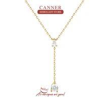 canner y shape necklace for women 925 sterling silver crystal wedding jewels luxury long chain accessory collier fine jewelry