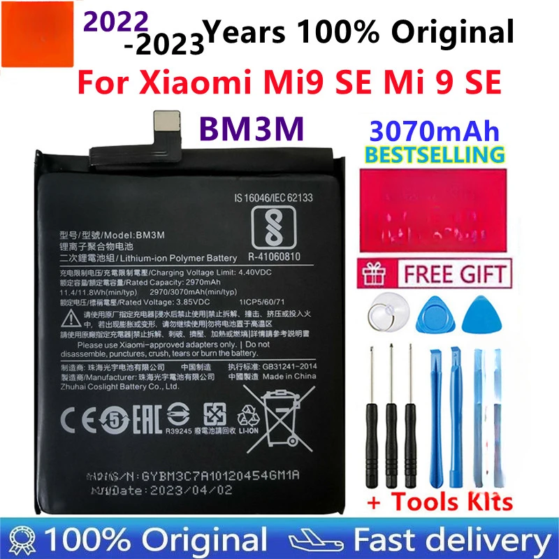 

100% Orginal BM3M 3070mAh Battery For Xiaomi 9 Se Mi9 SE Mi 9SE BM3M High Quality Phone Replacement Batteries +Tools