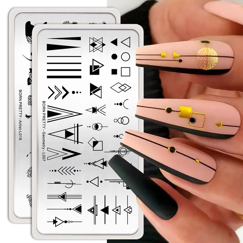Пластины для маникюра BORN PRETTY пластины из нержавеющей стали с геометрическими и