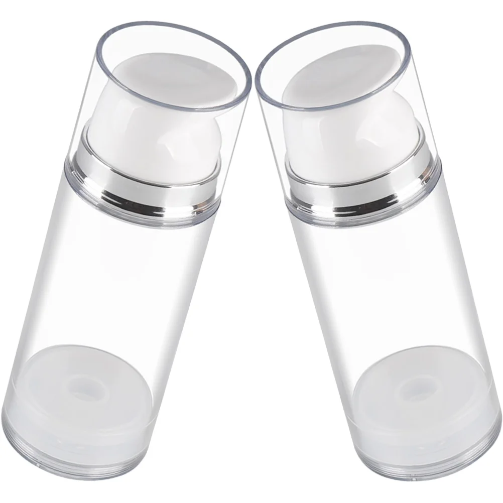 

2 Pcs Squeeze Lotion Bottle Pump Travel Refillable Containers Skincare Makeup Essential Oil Cream Pp Practical Clear Airless