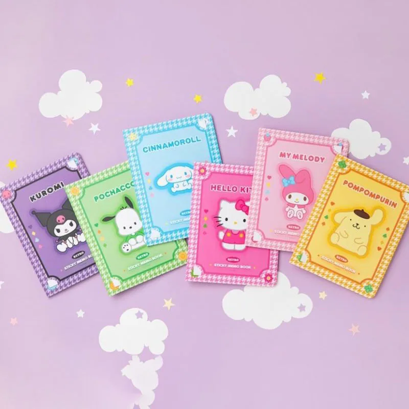 

Kawaii Sanrios Sticky Notes Cute Hellokittys Kuromi My Melody Cinnamoroll Cartoon Tearable Message Note Pad Toys for Girls Gift