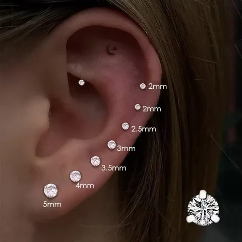 Серьги-гвоздики Hasource из нержавеющей стали с цирконием 16g