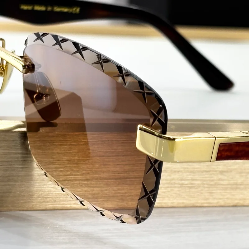Фото Солнцезащитные очки KIZN ARTIST V Luxury Craft Gradient Brown Diamond Cut Boundless для мужчин, оригинальные, высочайшего качества, без оправы, из ацетата, солнцезащитные №3